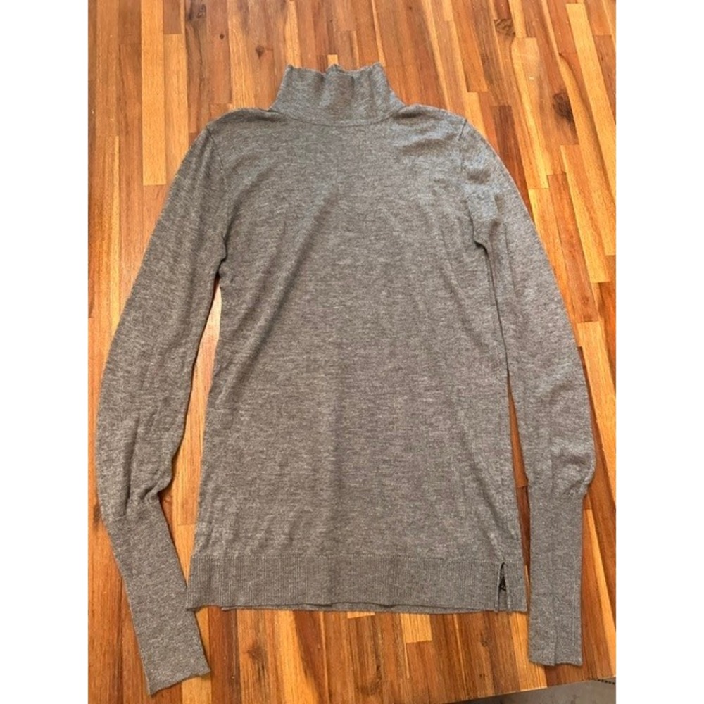 Zara Knit Turtleneck Sweater Womens S Grey Excellent Side Slit Long Cuffs